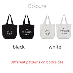Smile Women Canvas Handbags Student Girls Lunch Bag Clutch Purse Small Tote