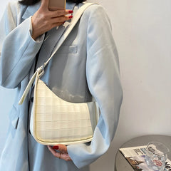 Retro Plaid Saddle Bag Large-Capacity PU Handbag