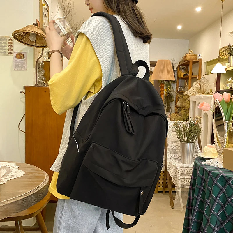 Waterproof Nylon School Backpack for Teenager Girls
