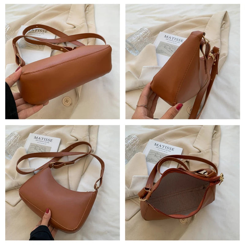 Women's PU Leather Hobos Shoulder Bag Underarm Totes Messenger Handbag Purse