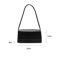 Solid PU Leather Flap Small Top-Handle Shoulder Bag