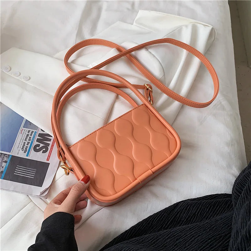 Solid Rhombus Diagonal Bag Women's PU Magnetic Buckle Shoulder Bag