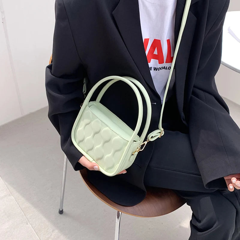 Solid Rhombus Diagonal Bag Women's PU Magnetic Buckle Shoulder Bag