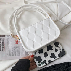 Solid Rhombus Diagonal Bag Women's PU Magnetic Buckle Shoulder Bag