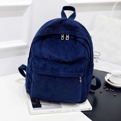 Corduroy School Backpacks Ladies Large Capacity Travel Rucksack Women