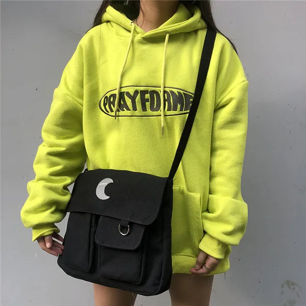 Moon Large Capacity Handbags Harajuku Canvas Crossbody Bags