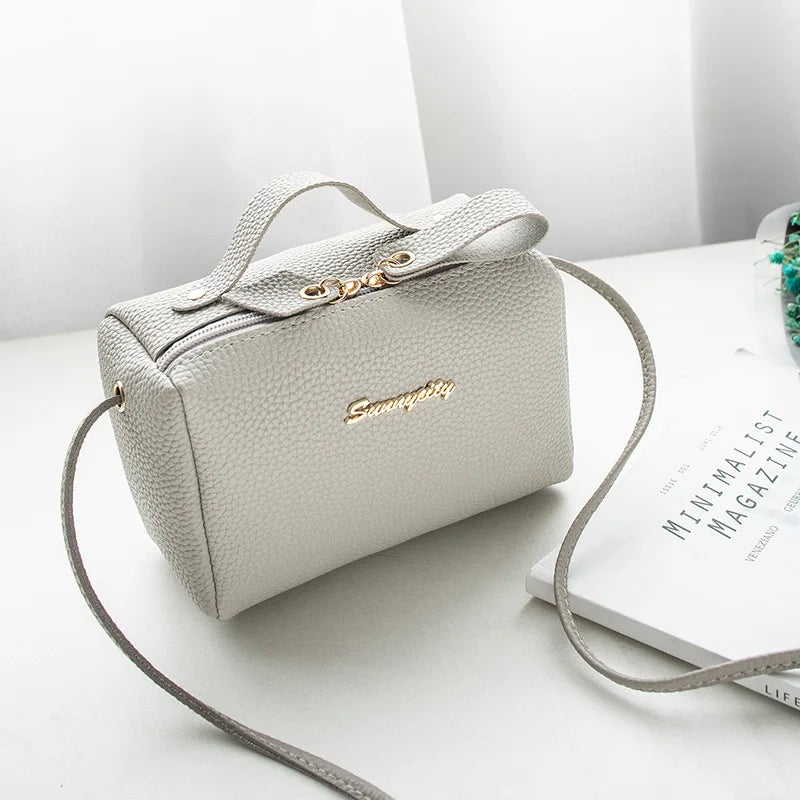 Small Shoulder Bag Solid Pu Leather Women Phone Purse Handbag Messenger Bag