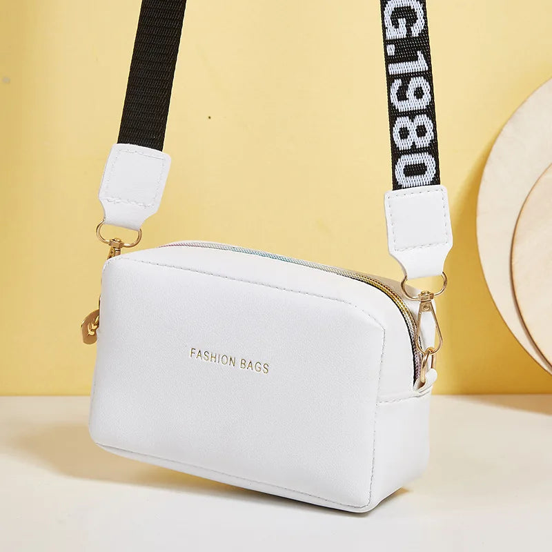 Women's Small Shoulder Bag PU Leather Wide Strap Crossbody Handbag