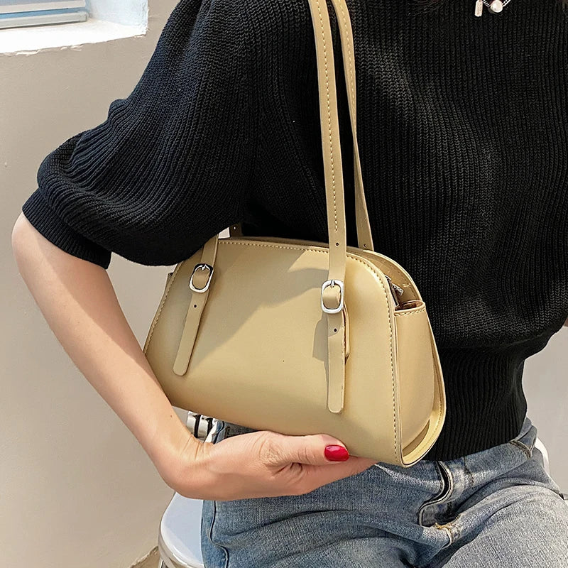 Texture Shoulder Bag Women Solid Underarm Bags Summer Female Handbags