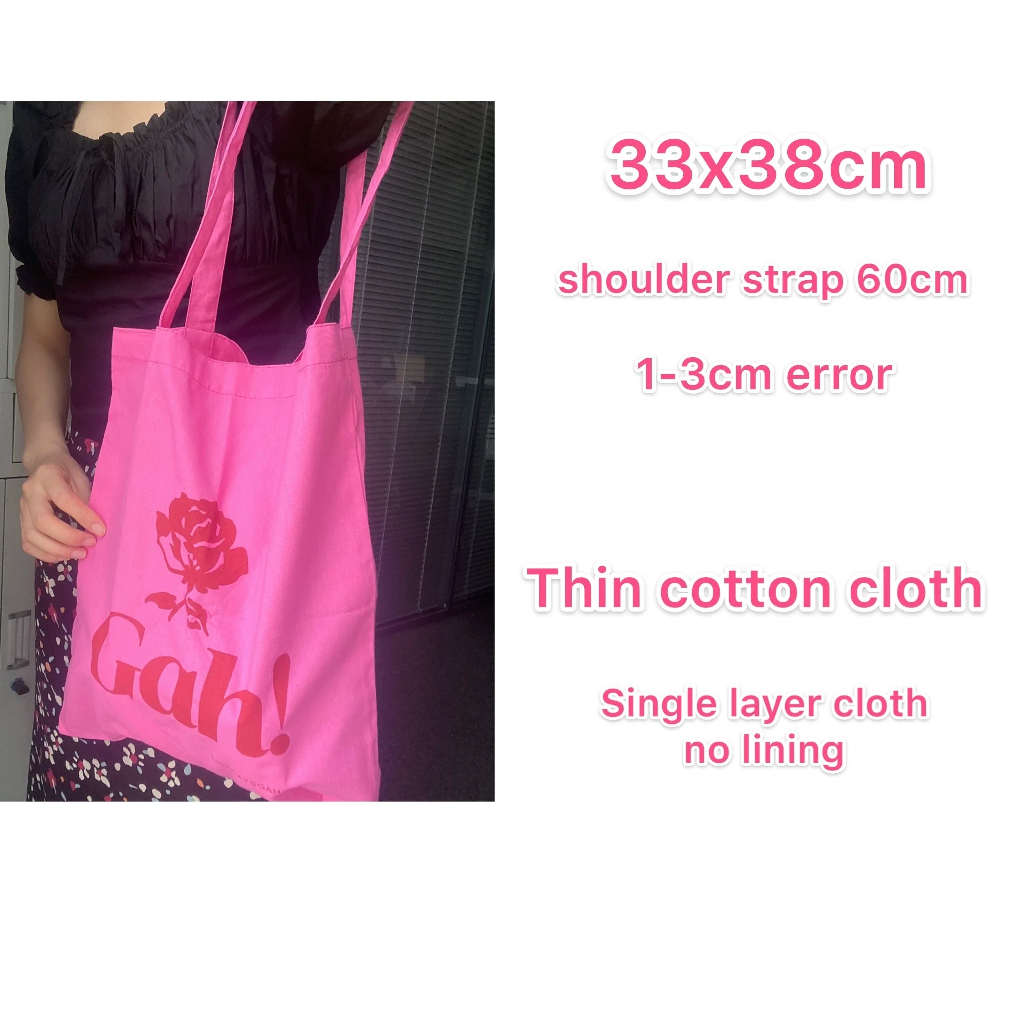 Sweet Pink Ladies Tote Casual Shoulder Bag Thin Cotton Cloth Women Handbag