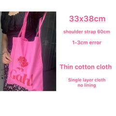Sweet Pink Ladies Tote Casual Shoulder Bag Thin Cotton Cloth Women Handbag