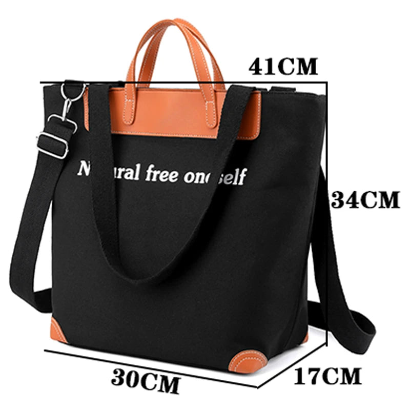 3D Canvas Bag Large Capacity Shoulder Bag Anti Theft Handbag
