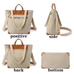 3D Canvas Bag Large Capacity Shoulder Bag Anti Theft Handbag