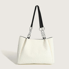 Women's Bow Shoulder Bag Solid Color Pleated Handbag