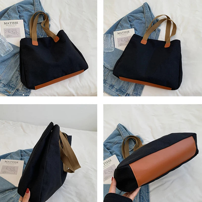Canvas Shoulder Bag Women Large Capacity Tote Environmental Grocery Shopping