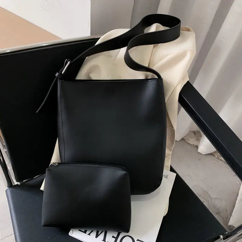 Vintage PU Leather Composite Bags Casual Large Capacity Messenger Bags Female