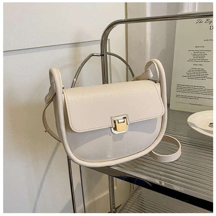 Vintage Leather Crossbody Saddle Bag for Women