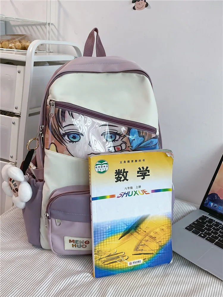 Female Student Nylon Backpack Anti Theft Rucksack Mochila
