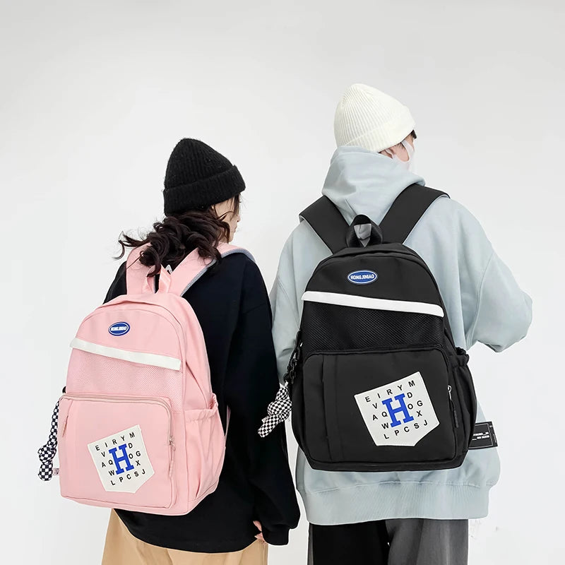 Nylon School Backpack Women Student Large Capacity Bookbag