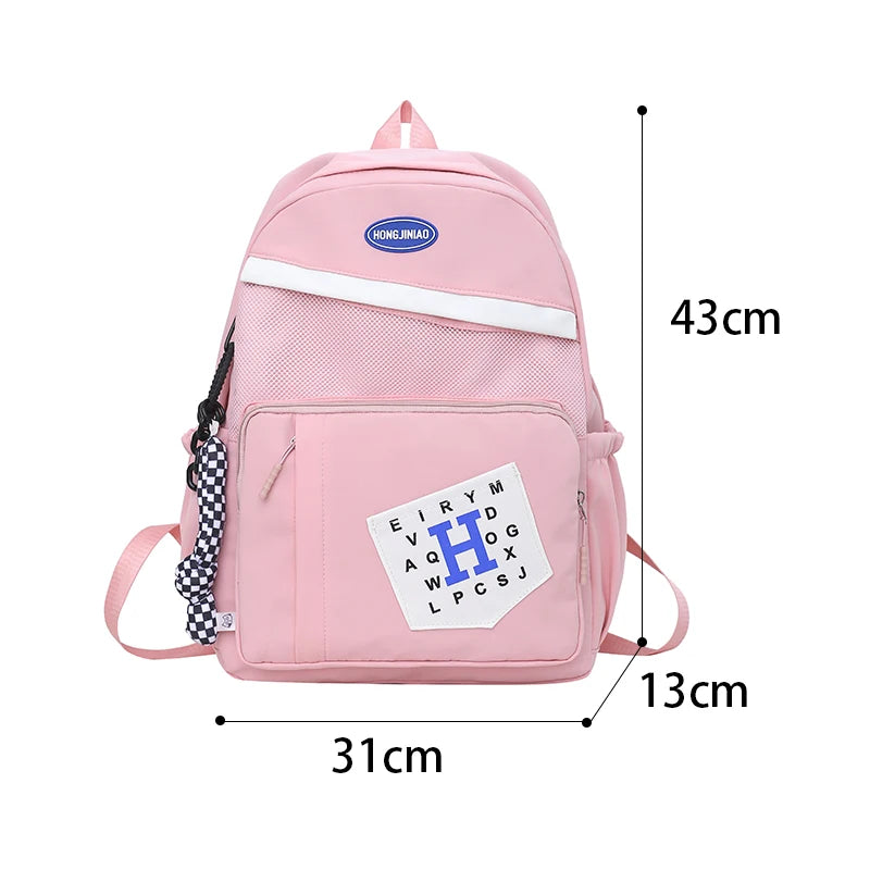 Nylon School Backpack Women Student Large Capacity Bookbag