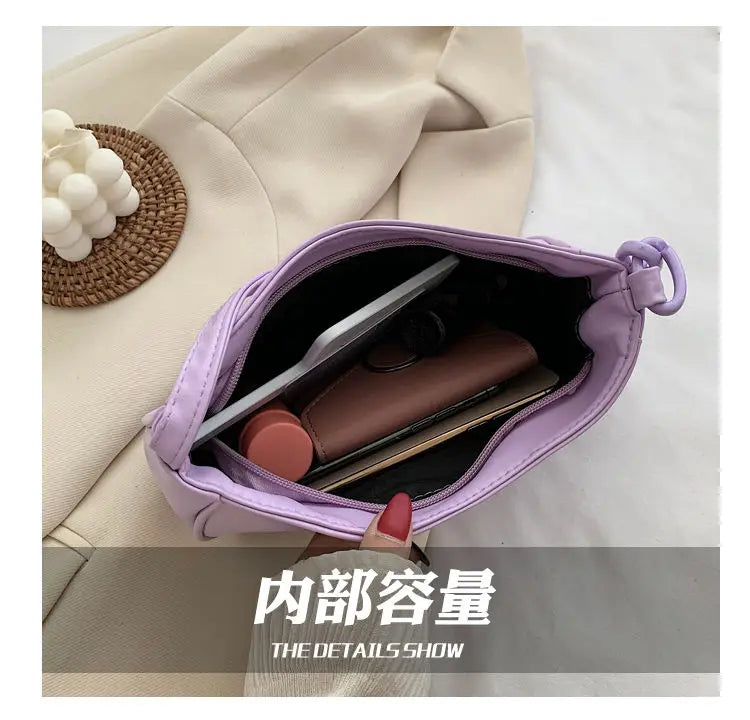 Women Shoulder Bags PU Leather Ladies Small Purse Handbags Solid Acrylic Chain