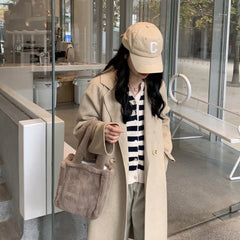 Women's Soft Plush Shoulder Bag Autumn Winter Travel Hand Bag