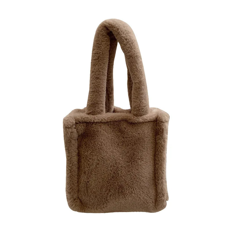 Women's Soft Plush Shoulder Bag Autumn Winter Travel Hand Bag