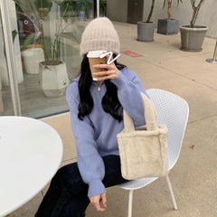 Women's Soft Plush Shoulder Bag Autumn Winter Travel Hand Bag