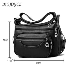 Women Tote Handbag Soft Leather Messenger Classic Solid Zipper Ladies Travel