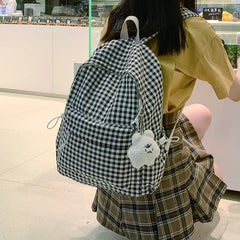 Women's Backpack College Style School Bookbag Plaid Rucksack Large Capacity