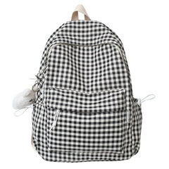 Women's Backpack College Style School Bookbag Plaid Rucksack Large Capacity