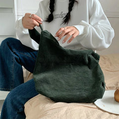 Women's Large Capacity Shoulder Bag Corduroy Tote
