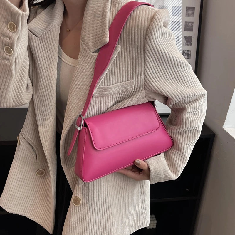 Women's Solid PU Leather Shoulder Bag Chain Handbag Armpit Purse 6Color