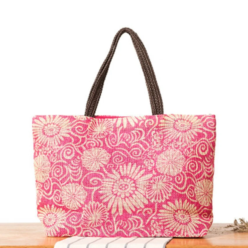 Large Capacity Beach Bag Straw Woven Holiday Bag