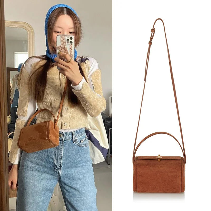 Suede Square Box Bag Flannel Casual Small Square Bag