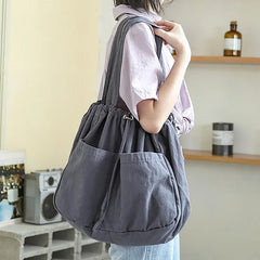 Canvas Drawstring Handbag Large Capacity Shoulder Bag
