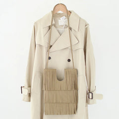 Soft Leather Tassel Shoulder Bag for Women