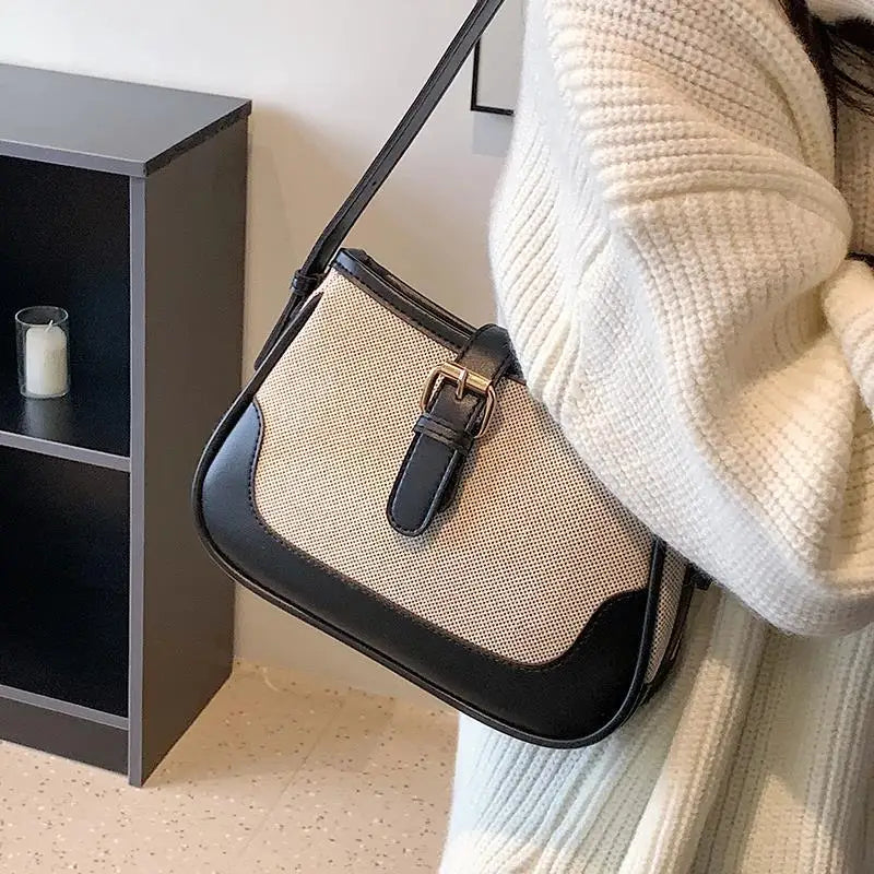 Canvas Shoulder Bag Women Small Crossbody Travel Armpit Bag