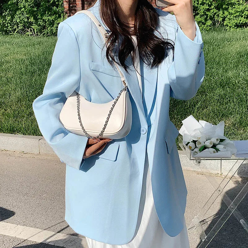 Moon Shap Small Leather Shoulder Bag Women Handbag