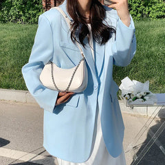 Moon Shap Small Leather Shoulder Bag Women Handbag