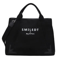 Large Capacity Letter Canvas Bag, Shoulder Crossbody Tote