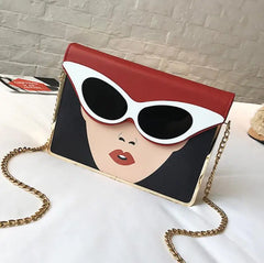 3D Beauty Glasses Pattern Chain Shoulder Bag