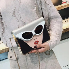 3D Beauty Glasses Pattern Chain Shoulder Bag