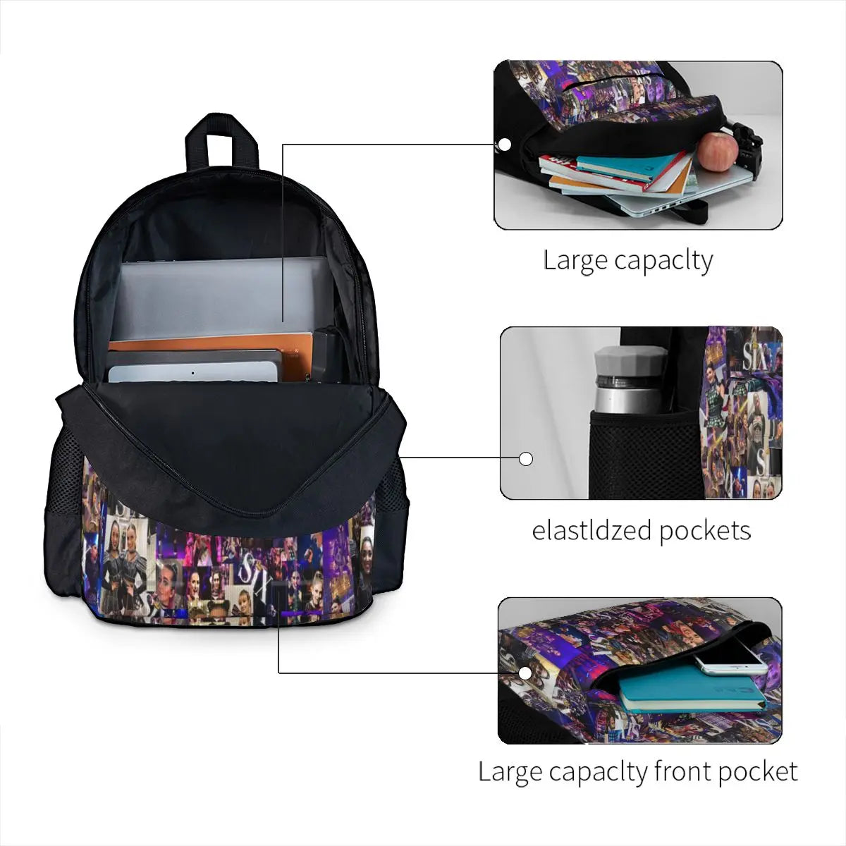 Six Collage Backpacks Men's & Women's Back Pack
