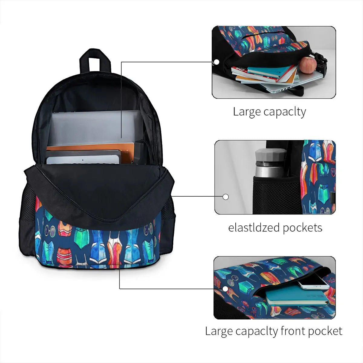 Retro Swimsuits and Sunnies Backpacks for Men and Women