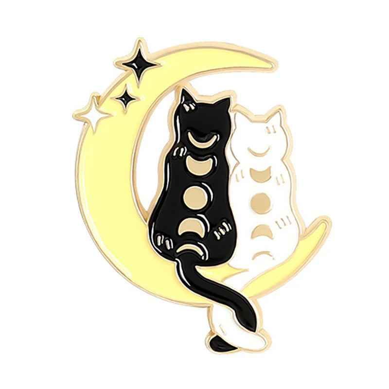 Skull Cat Pin Halloween Wizard Hat Brooch Enamel Lapel Pins