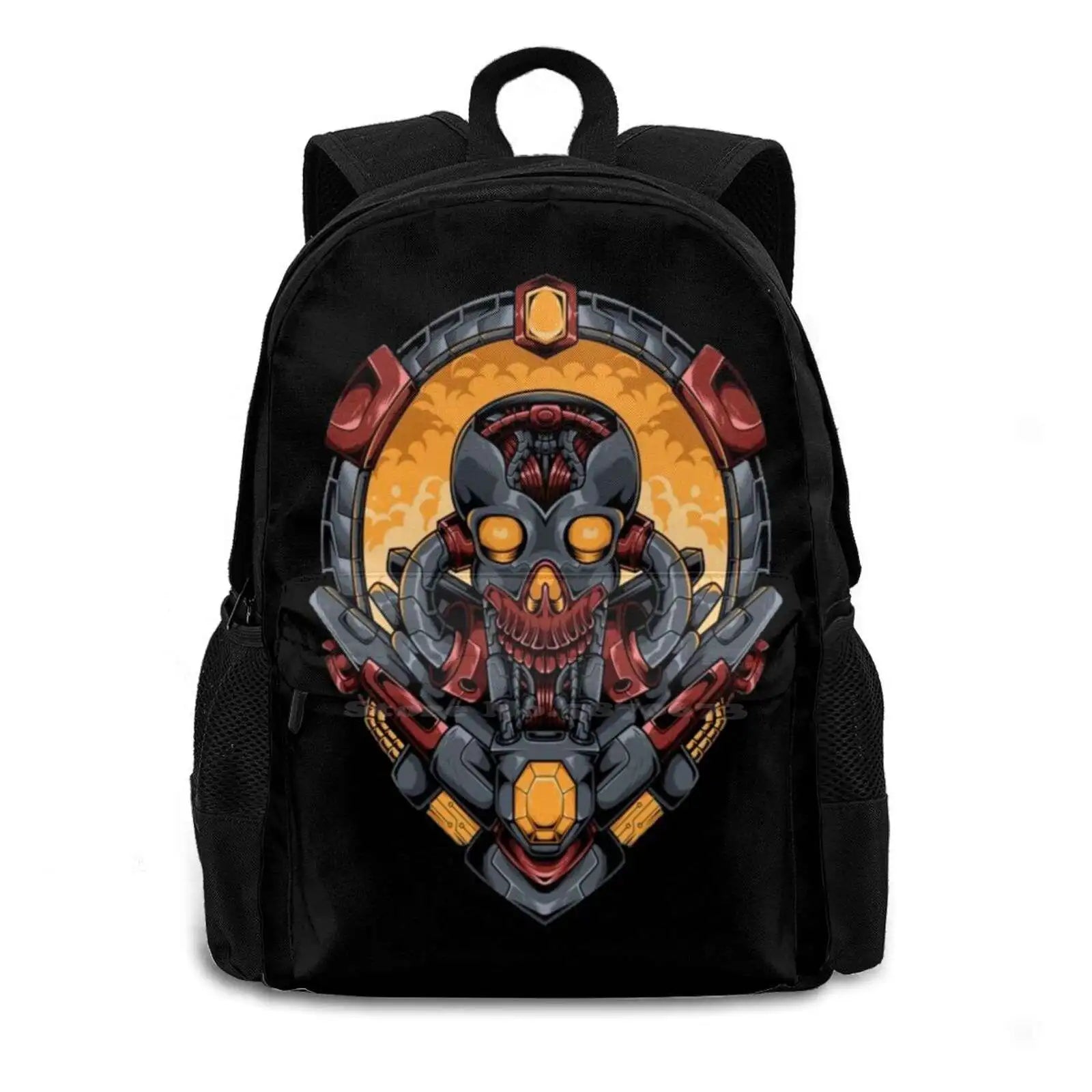Skull Head Robotic 3D Print Backpack Casual Bag