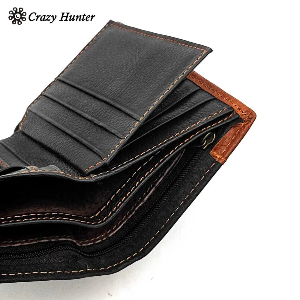 Skull Man ID Card/Money Clip Biker Leather Wallet with Chain