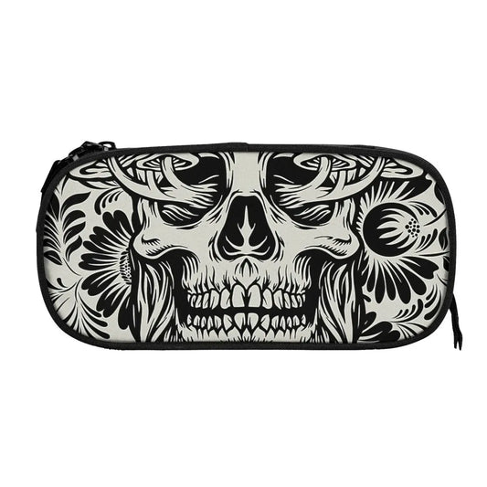 Skull Mushrooms Gray & Goth Pen Box Student School Anime Zipper Pen Bag