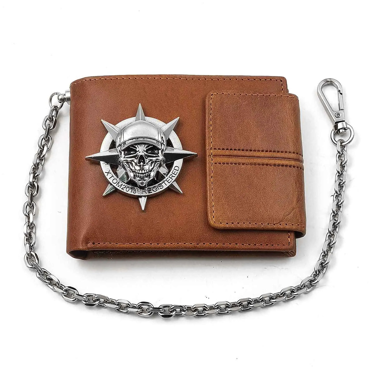 Skull Biker Chain Purse Men's Leather Wallet
